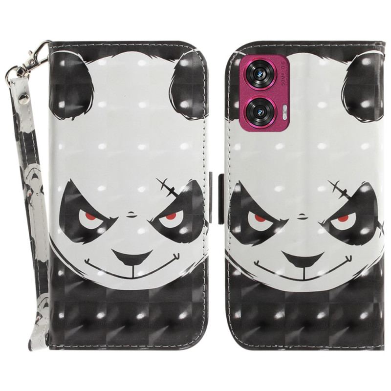 Etui Folio Motorola Edge 50 Fusion Wściekła Panda Z Paskiem Etui Ochronne