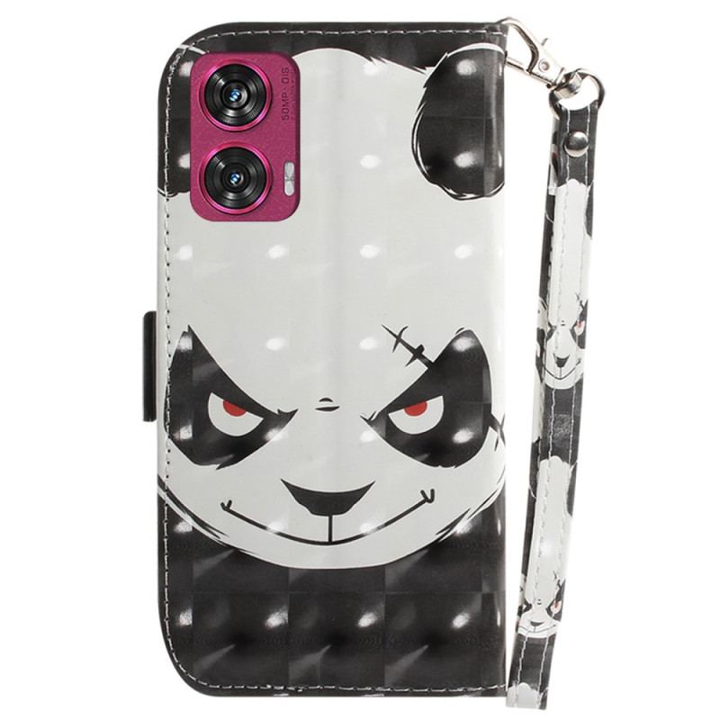 Etui Folio Motorola Edge 50 Fusion Wściekła Panda Z Paskiem Etui Ochronne