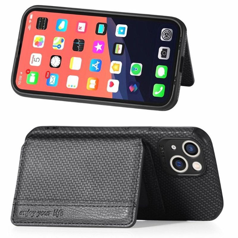Etui do iPhone 13 Posiadacz Karty Z Włókna Węglowego