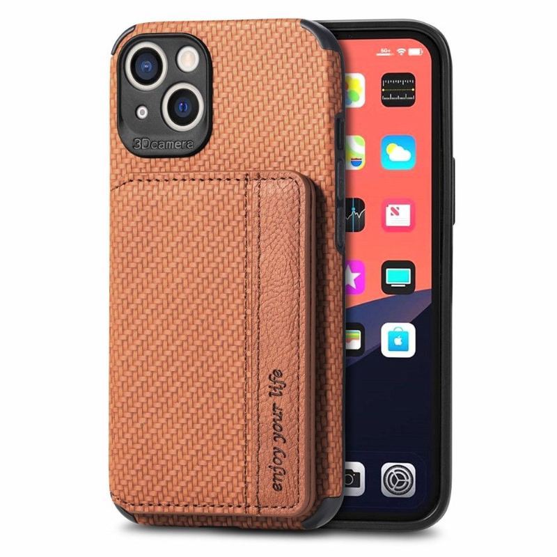 Etui do iPhone 13 Posiadacz Karty Z Włókna Węglowego