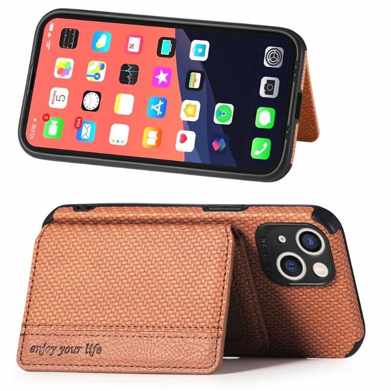 Etui do iPhone 13 Posiadacz Karty Z Włókna Węglowego