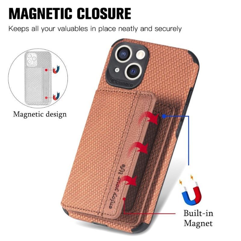 Etui do iPhone 13 Posiadacz Karty Z Włókna Węglowego