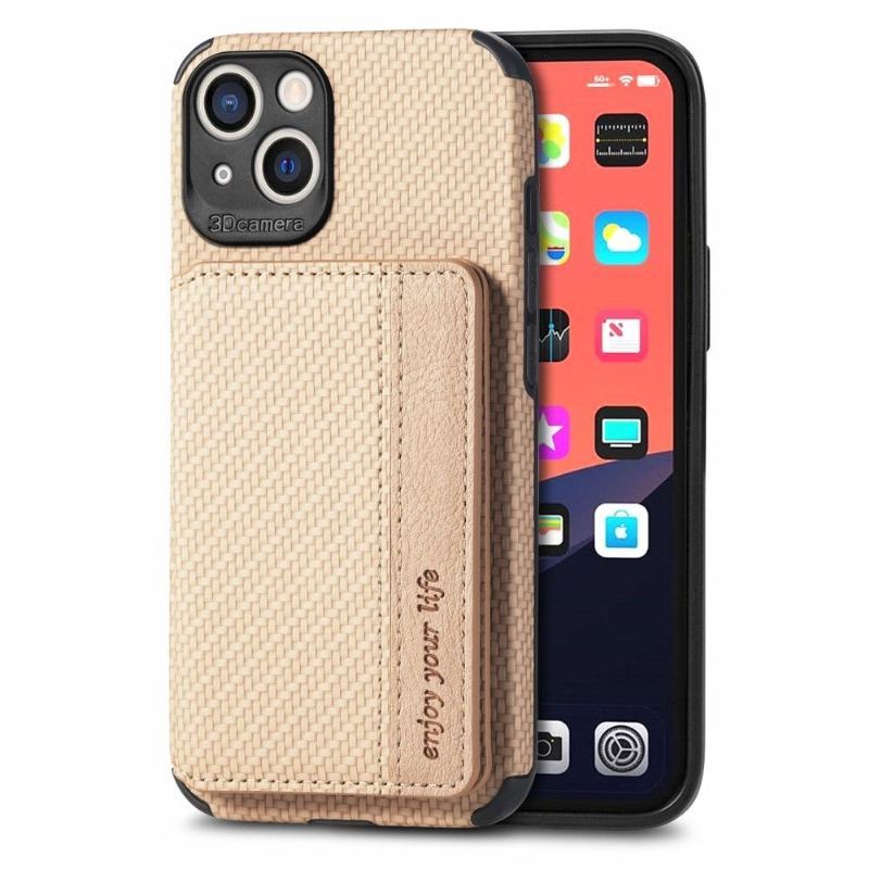 Etui do iPhone 13 Posiadacz Karty Z Włókna Węglowego