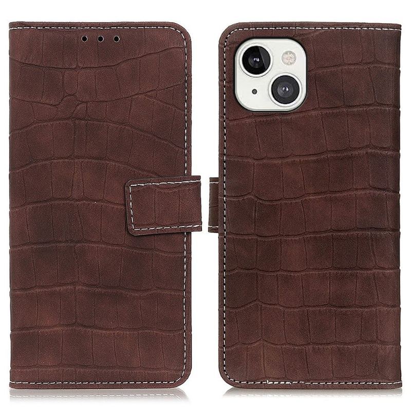 Etui Folio do iPhone 13 Obrzeża Imitacja Skóry Krokodyla
