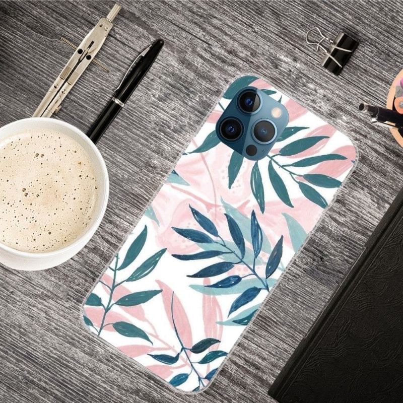 Futerały do iPhone 13 Pro Max Obrzeża Zielone I Różowe Liście