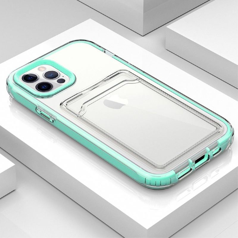 Futerały do iPhone 13 Pro Max Przezroczysty Uchwyt Na Karty Kolory Krawędzi