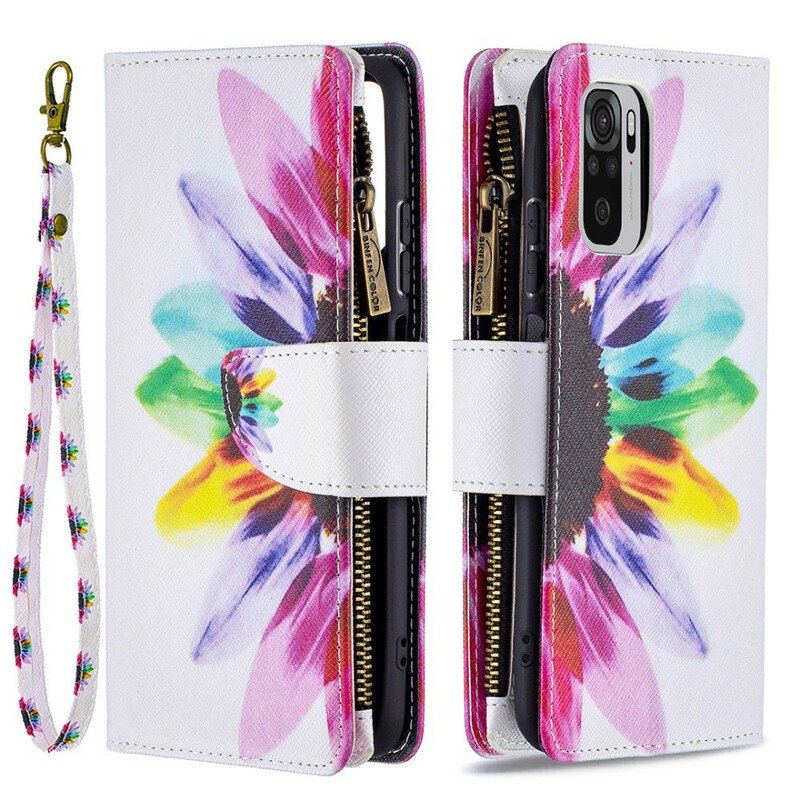 Etui Folio do Xiaomi Redmi Note 10 / 10S Kieszonka Zapinana Na Zamek W Kwiaty