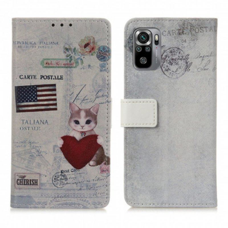 Etui Folio do Xiaomi Redmi Note 10 / 10S Kot Podróżnik