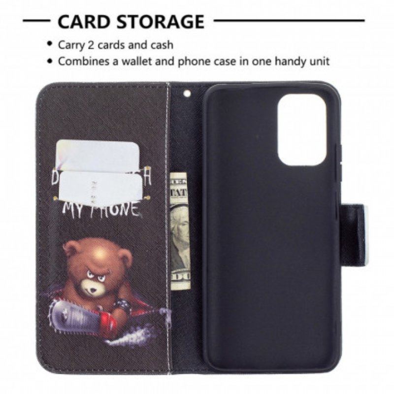 Etui Folio do Xiaomi Redmi Note 10 / 10S Niebezpieczny Niedźwiedź