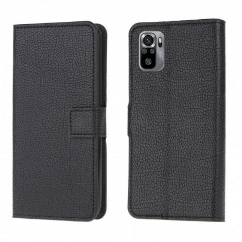 Skórzany Futerał do Xiaomi Redmi Note 10 / 10S Efekt Skóry Licowej Liczi