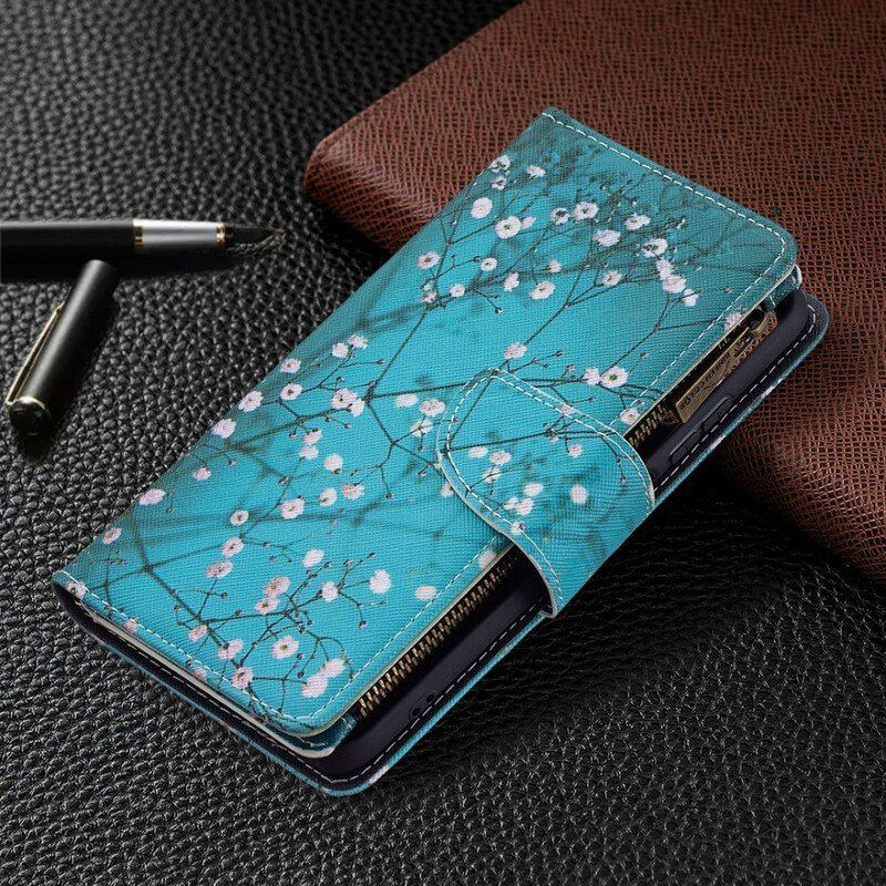 Skórzany Futerał do Xiaomi Redmi Note 10 / 10S Zapinana Na Zamek Kieszeń Na Drzewo