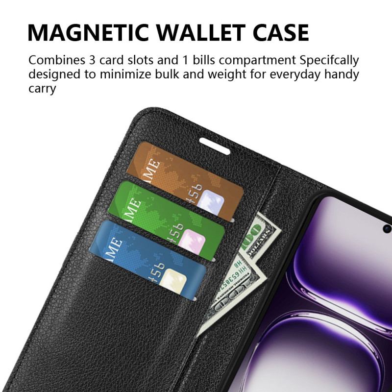 Etui Folio Oppo Reno 12 Pro 5g Klasyczna Sztuczna Skóra Litchi Etui Ochronne