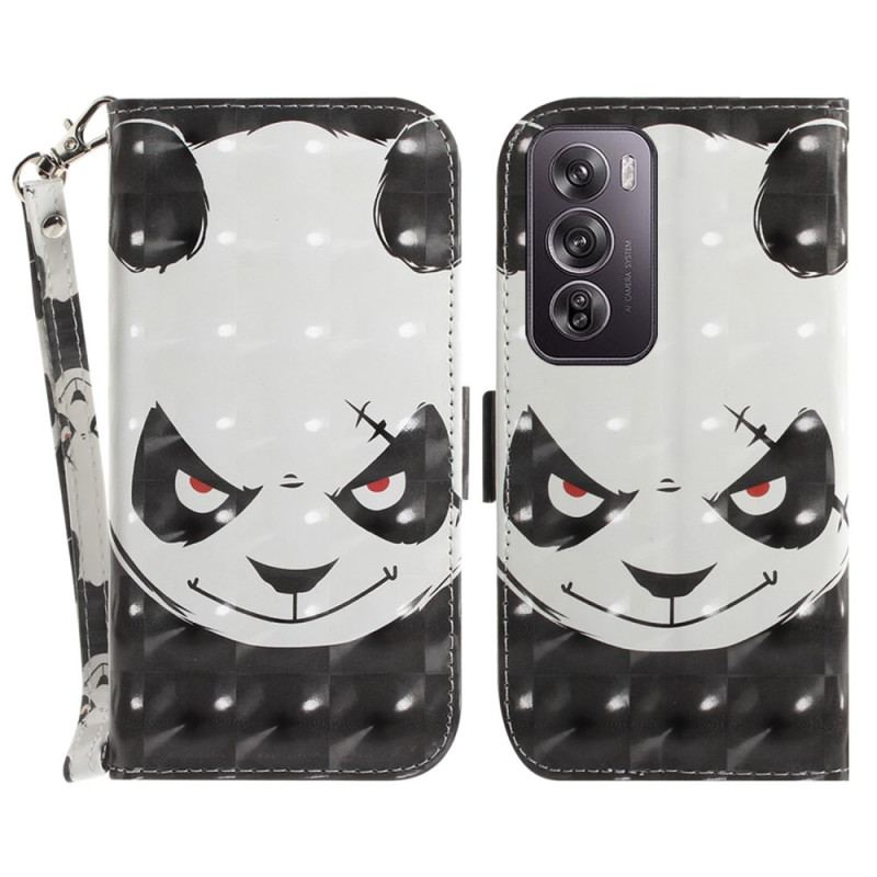 Etui Folio Oppo Reno 12 Pro 5g Wściekła Panda Z Paskiem
