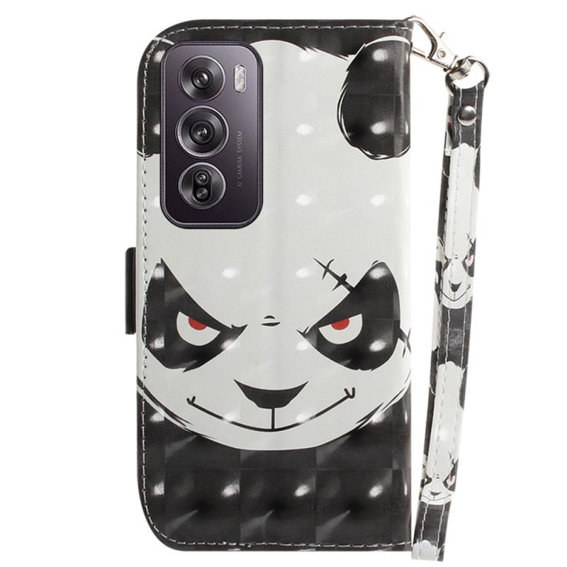 Etui Folio Oppo Reno 12 Pro 5g Wściekła Panda Z Paskiem