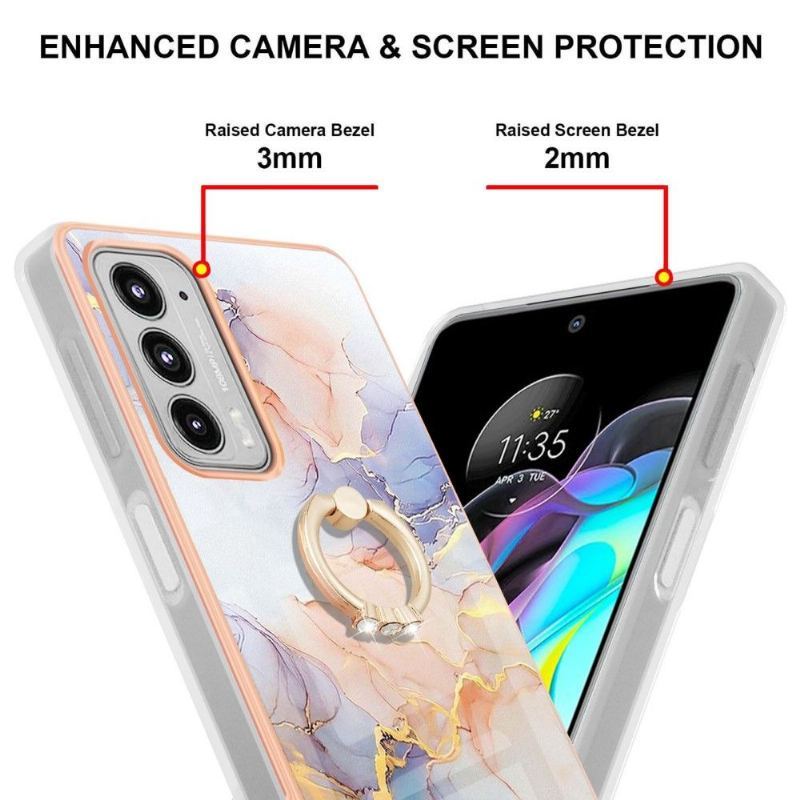 Futerały do Motorola Edge 20 Obrzeża Kolorowy Marmur Z Pierścieniem