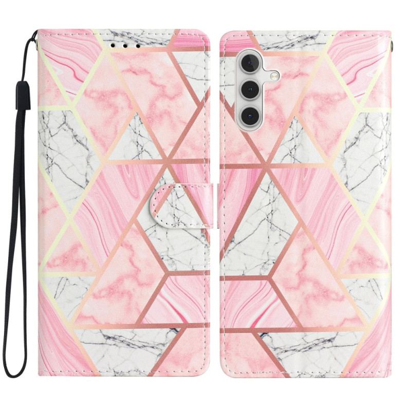 Etui Folio Samsung Galaxy A15 5g Różowy Marmur Z Paskiem
