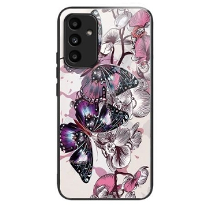 Futerały Samsung Galaxy A15 5g Etui Na Telefon Fioletowe Motyle Ze Szkła Hartowanego