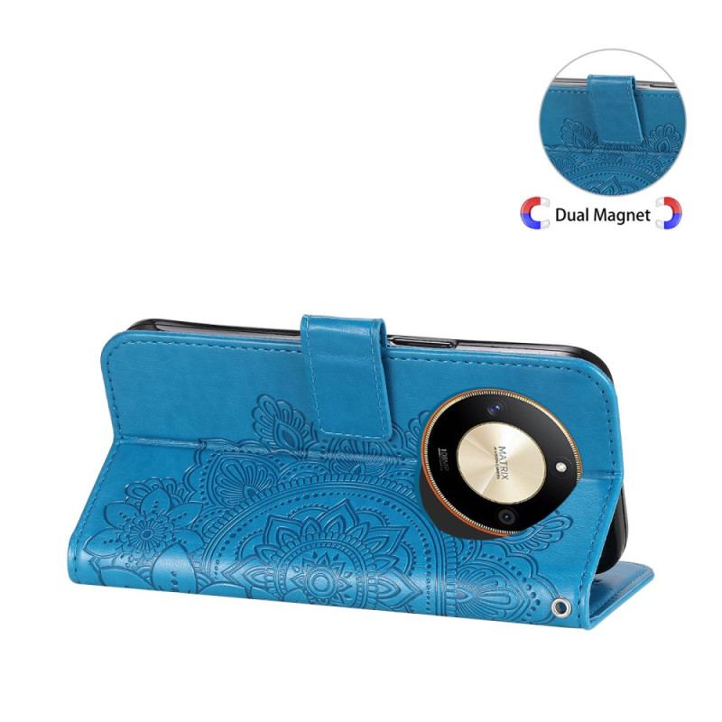 Etui Folio Honor X9b / Magic 6 Lite Kwiatowy Wzór Z Paskiem Etui Ochronne