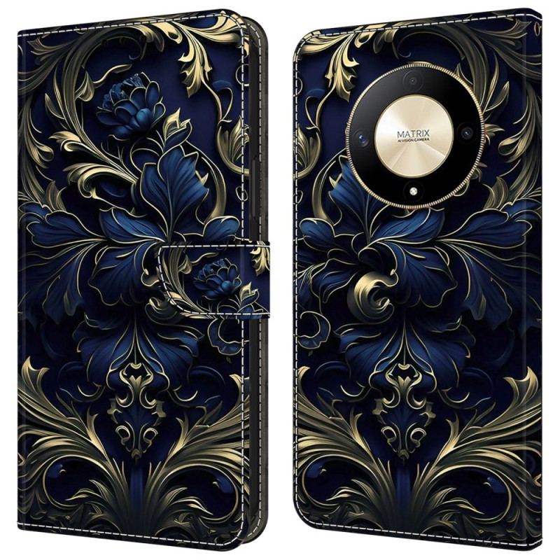 Etui Folio Honor X9b / Magic 6 Lite Niebieskie Kwiaty Etui Ochronne
