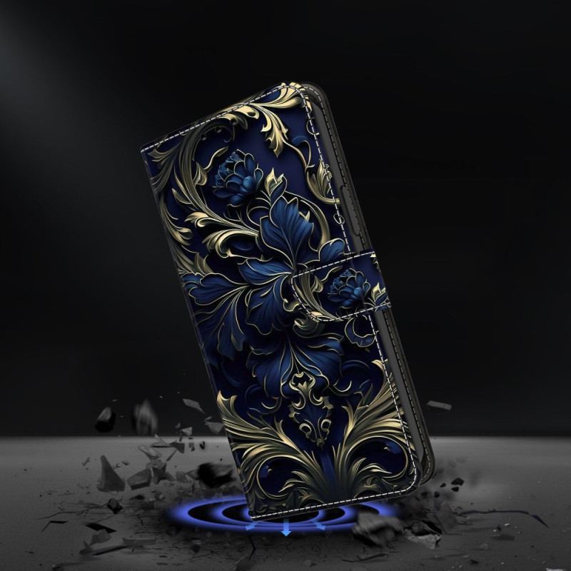 Etui Folio Honor X9b / Magic 6 Lite Niebieskie Kwiaty Etui Ochronne