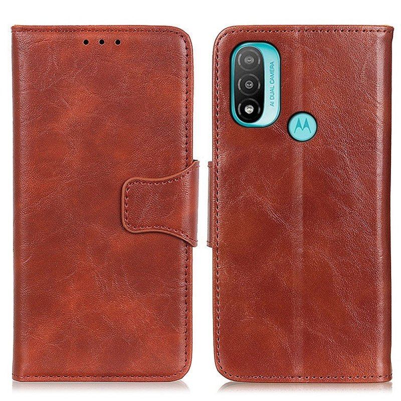 Skórzany Futerał do Moto E40 / E30 / E20 Etui Folio Dwustronna Klapka Magnetyczna
