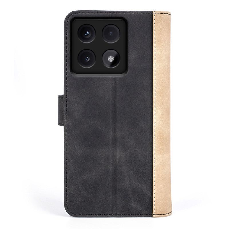Skórzany Futerał Xiaomi 14t Etui Na Telefon Dwukolorowy Projekt
