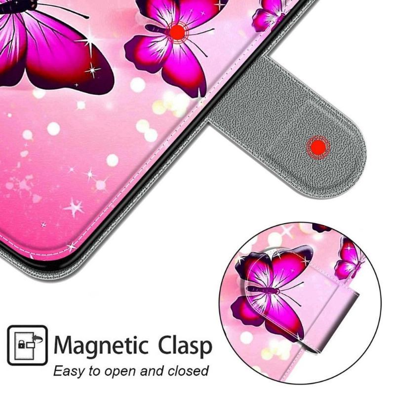 Etui Folio do Samsung Galaxy A03s Classic Różowe Motyle