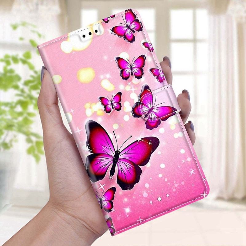 Etui Folio do Samsung Galaxy A03s Classic Różowe Motyle