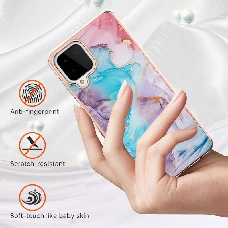 Etui do Samsung Galaxy A22 4G Classic Niebieski Kolorowy Marmur