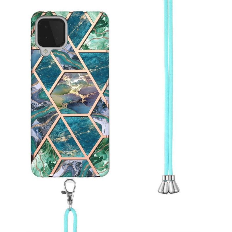 Etui do Samsung Galaxy A22 4G ze Sznurkiem Geometryczne