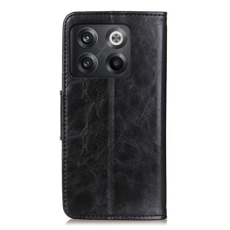 Etui Folio do OnePlus 10T 5G Dwustronne Zapięcie Ze Skóry Dwoinowej