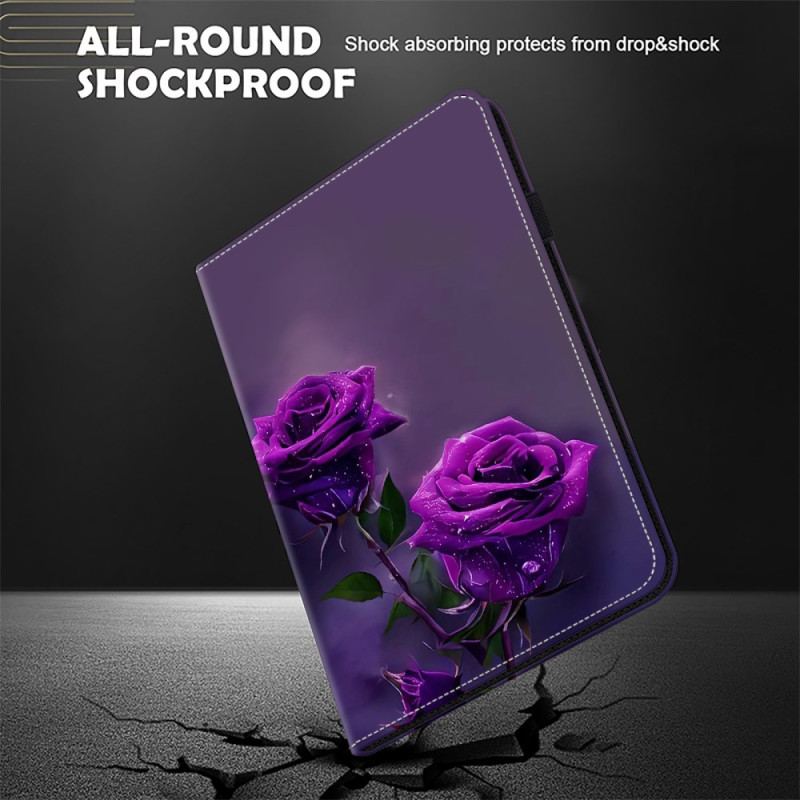 Etui iPad Pro 13 (2024) Fioletowe Róże