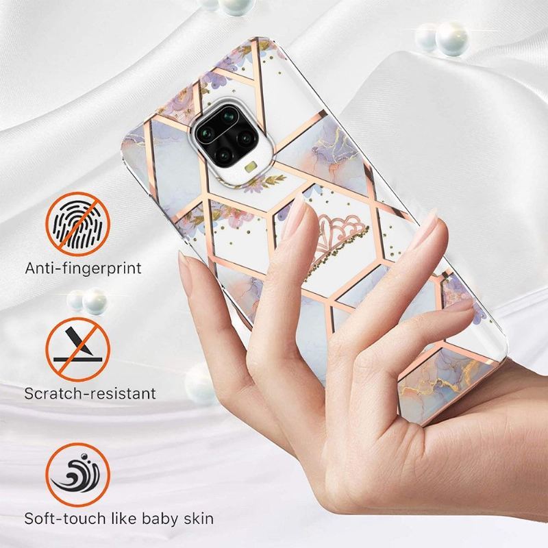 Futerały do Xiaomi Redmi Note 9S / Redmi Note 9 Pro Obrzeża Marmurowa I Kwiatowa Korona