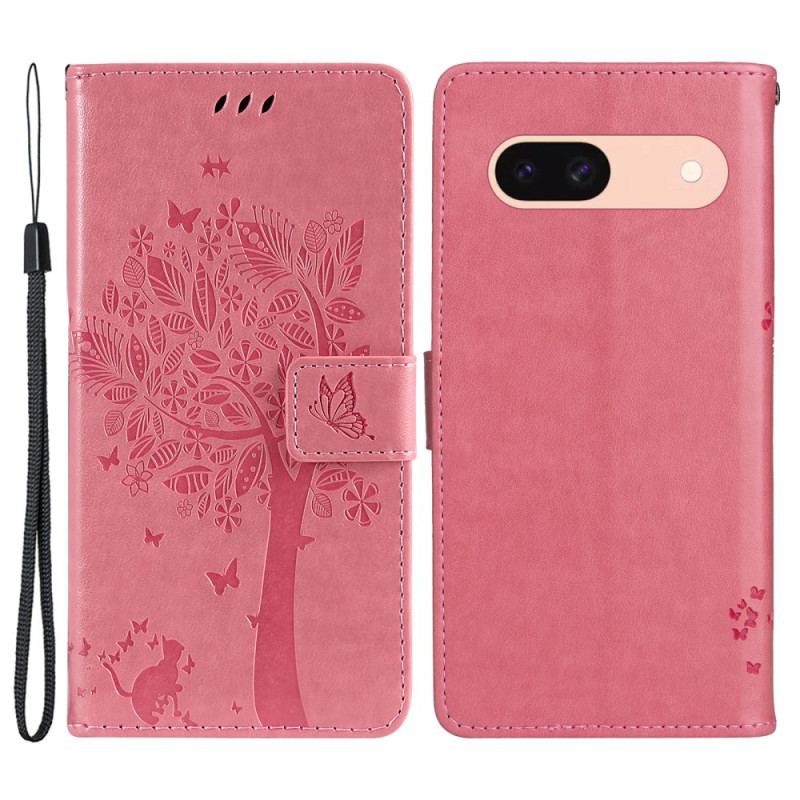 Etui Folio Google Pixel 8a Drzewko Dla Kota I Smyczy Etui Ochronne