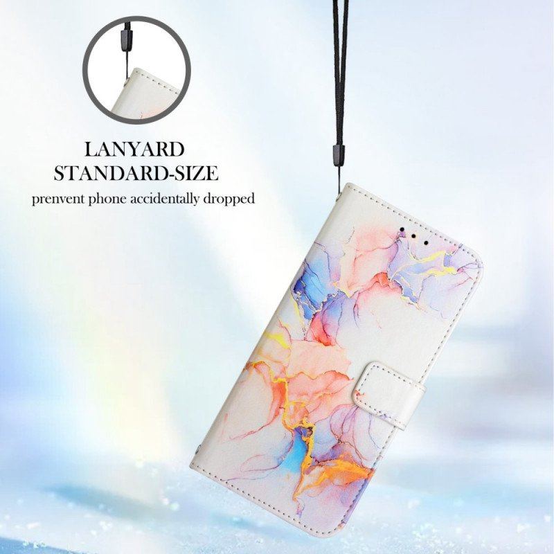 Etui Folio do OnePlus Nord CE 2 5G z Łańcuch Pasek Marmuru