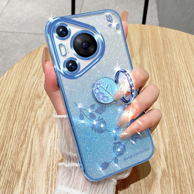 Futerały Huawei Pura 70 Pro Etui Na Telefon Kwiaty I Cyrkonie Ze Wsparciem Kadem