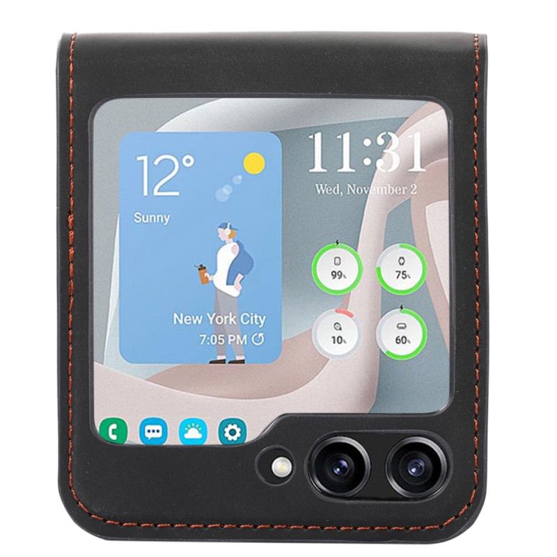 Etui Do Samsung Galaxy Z Flip 5 Etui Na Karty Retro Z Efektem Skóry