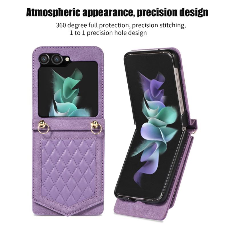 Etui Samsung Galaxy Z Flip 5 Lustrzane Etui Na Karty I Pasek Na Ramię