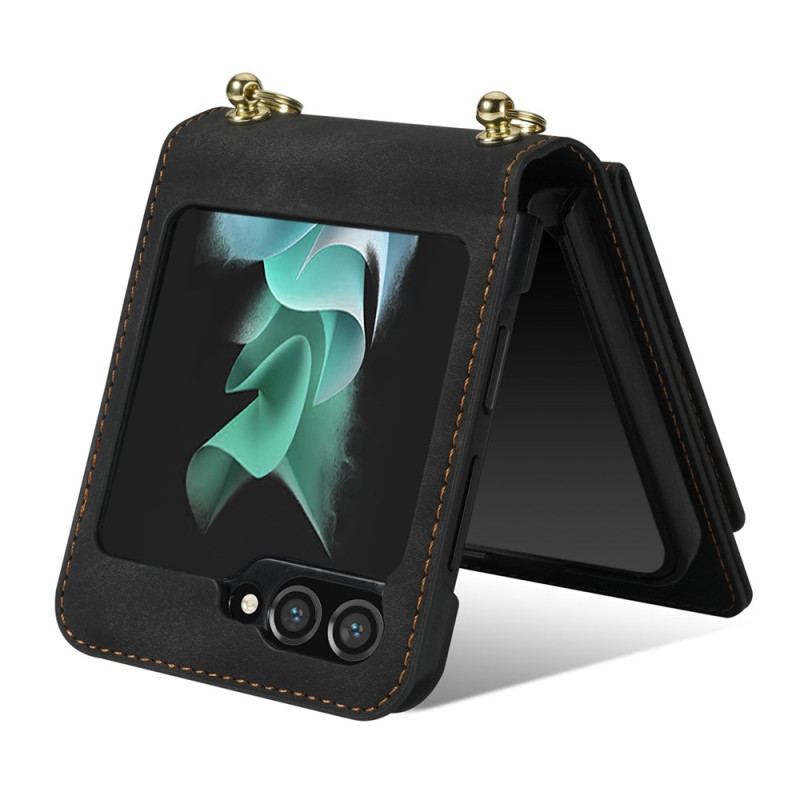 Etui Samsung Galaxy Z Flip 5 Lustrzane Etui Na Karty I Pasek Na Ramię