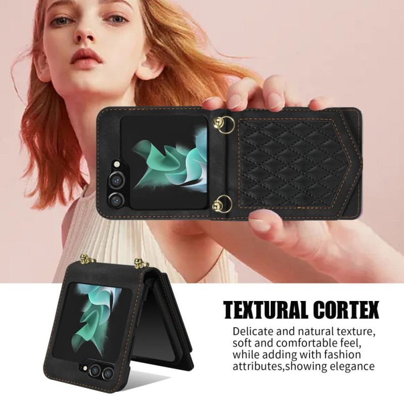 Etui Samsung Galaxy Z Flip 5 Lustrzane Etui Na Karty I Pasek Na Ramię