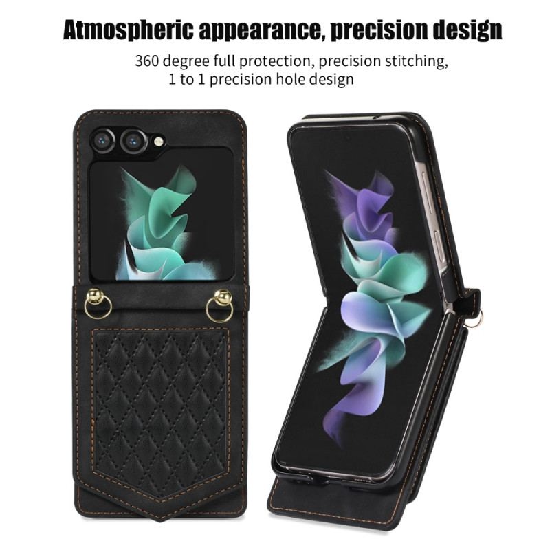 Etui Samsung Galaxy Z Flip 5 Lustrzane Etui Na Karty I Pasek Na Ramię