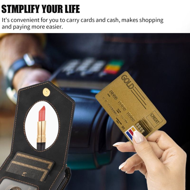 Etui Samsung Galaxy Z Flip 5 Lustrzane Etui Na Karty I Pasek Na Ramię
