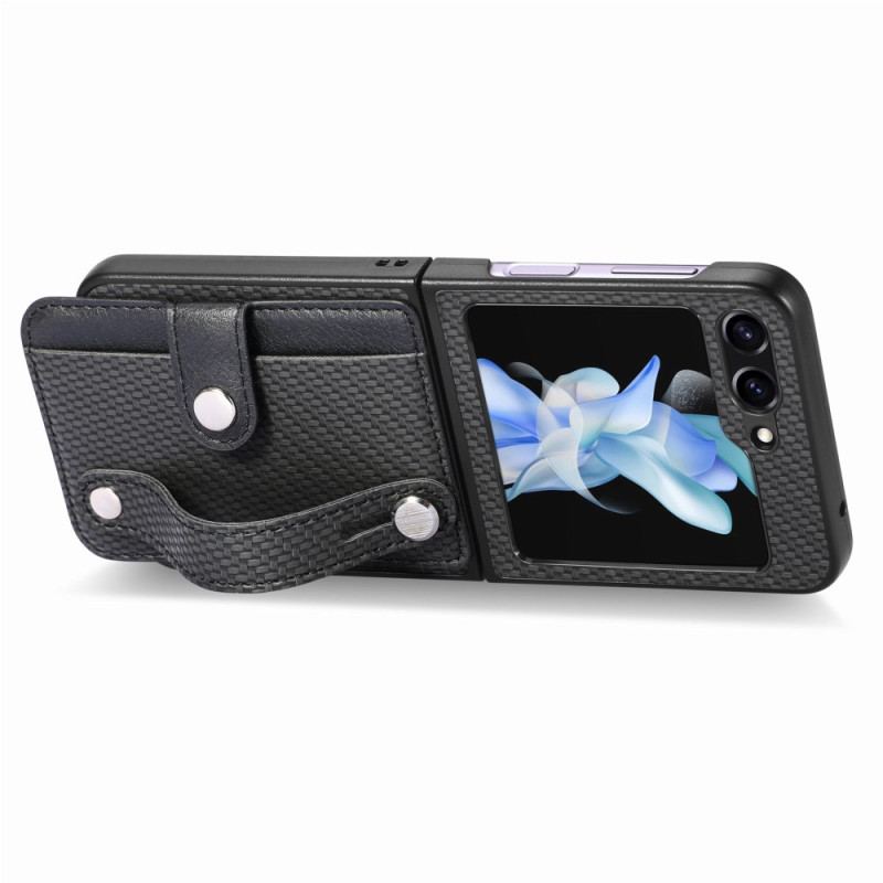 Etui Samsung Galaxy Z Flip 5 Etui Na Karty I Pasek Z Włókna Węglowego Etui Ochronne