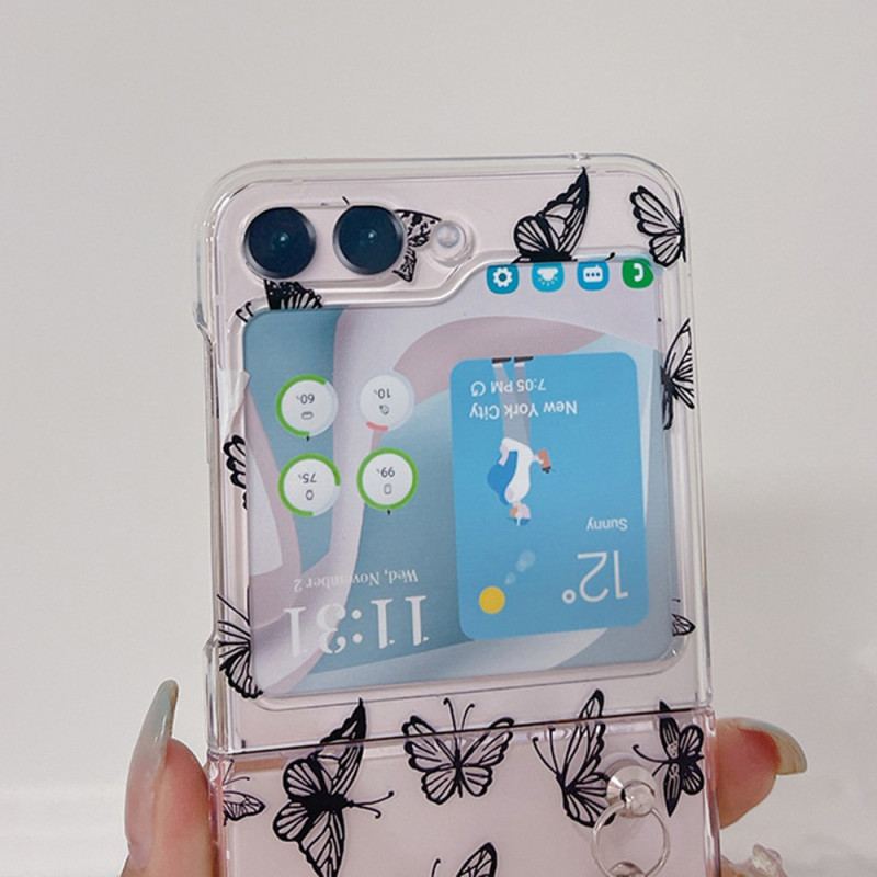 Etui Samsung Galaxy Z Flip 5 Przezroczyste CZarne Lub Białe Motyle Etui Ochronne