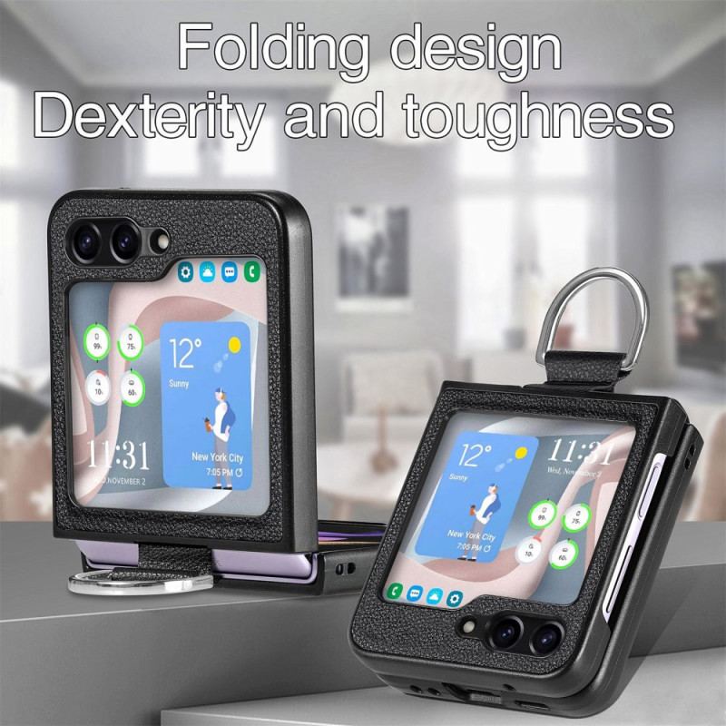Etui Samsung Galaxy Z Flip 5 Styl Skórzany Z Pierścieniem