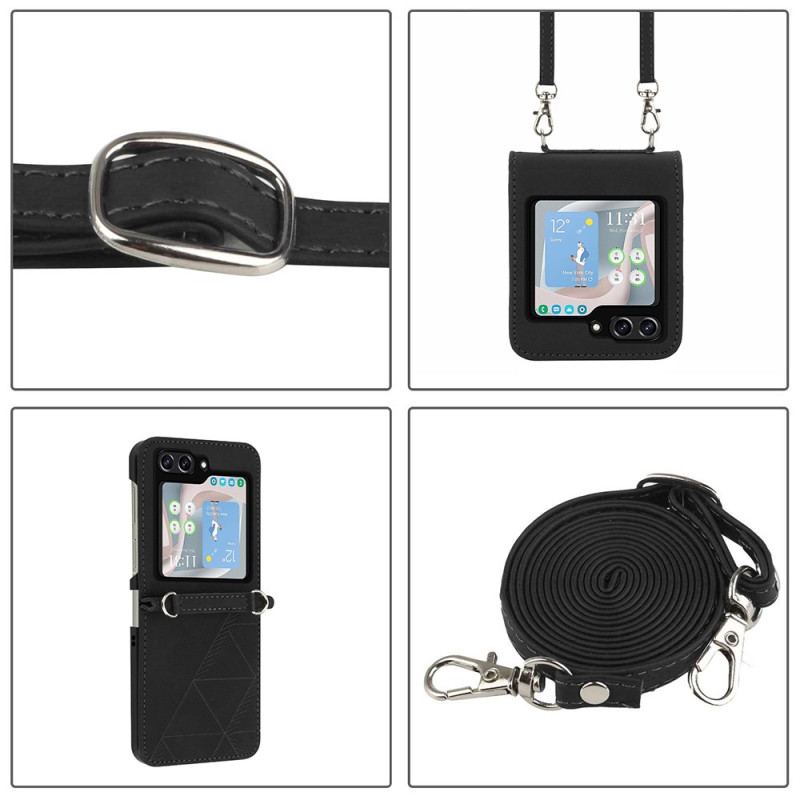 Etui Samsung Galaxy Z Flip 5 Trójkąty Z Paskiem Na Ramię Etui Ochronne