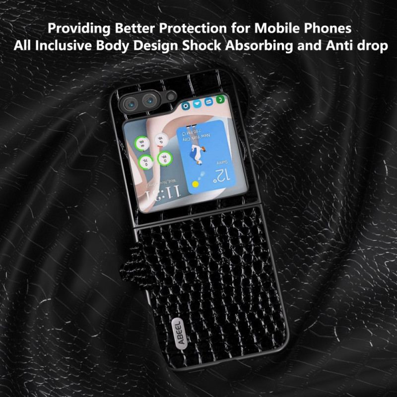 Futerały Samsung Galaxy Z Flip 5 Etui Na Telefon Prawdziwa Teksturowana Skóra Abeel