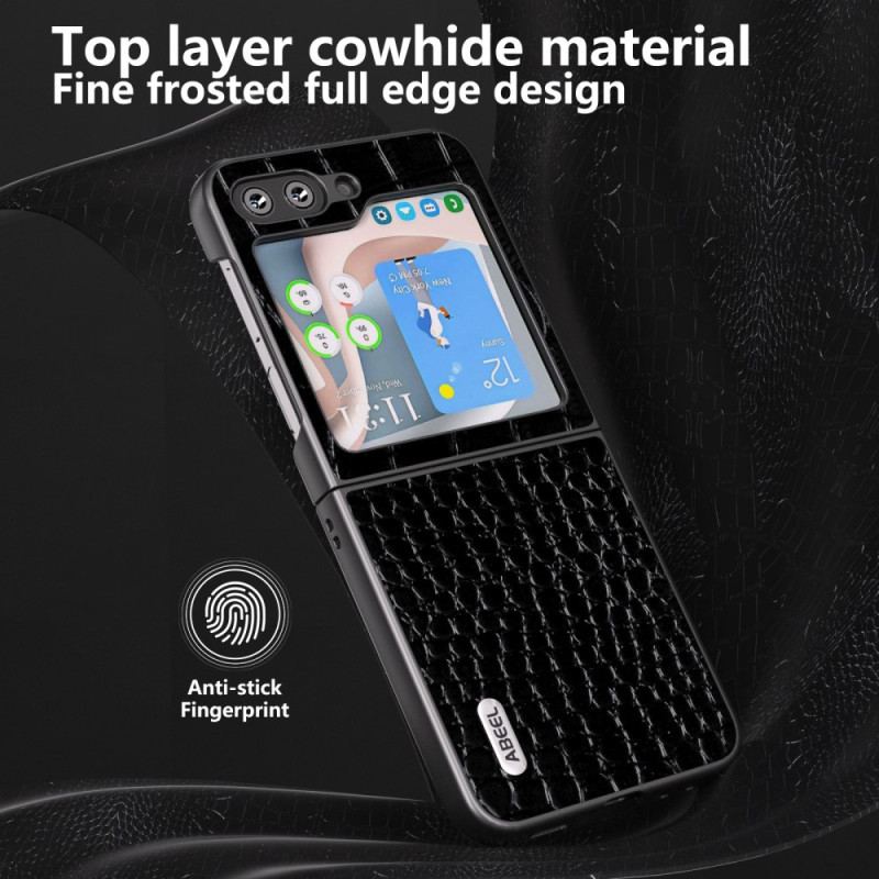 Futerały Samsung Galaxy Z Flip 5 Etui Na Telefon Prawdziwa Teksturowana Skóra Abeel