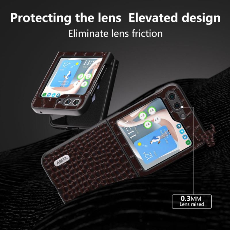 Futerały Samsung Galaxy Z Flip 5 Etui Na Telefon Prawdziwa Teksturowana Skóra Abeel