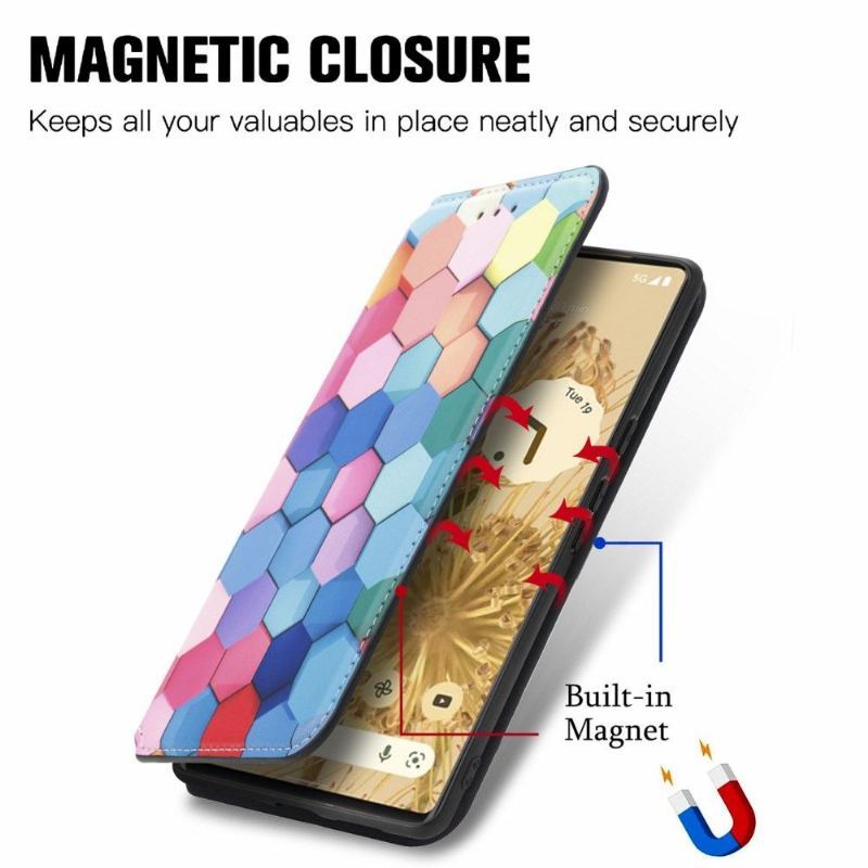 Etui Folio do Google Pixel 6 Pro Kolorowy Plaster Miodu